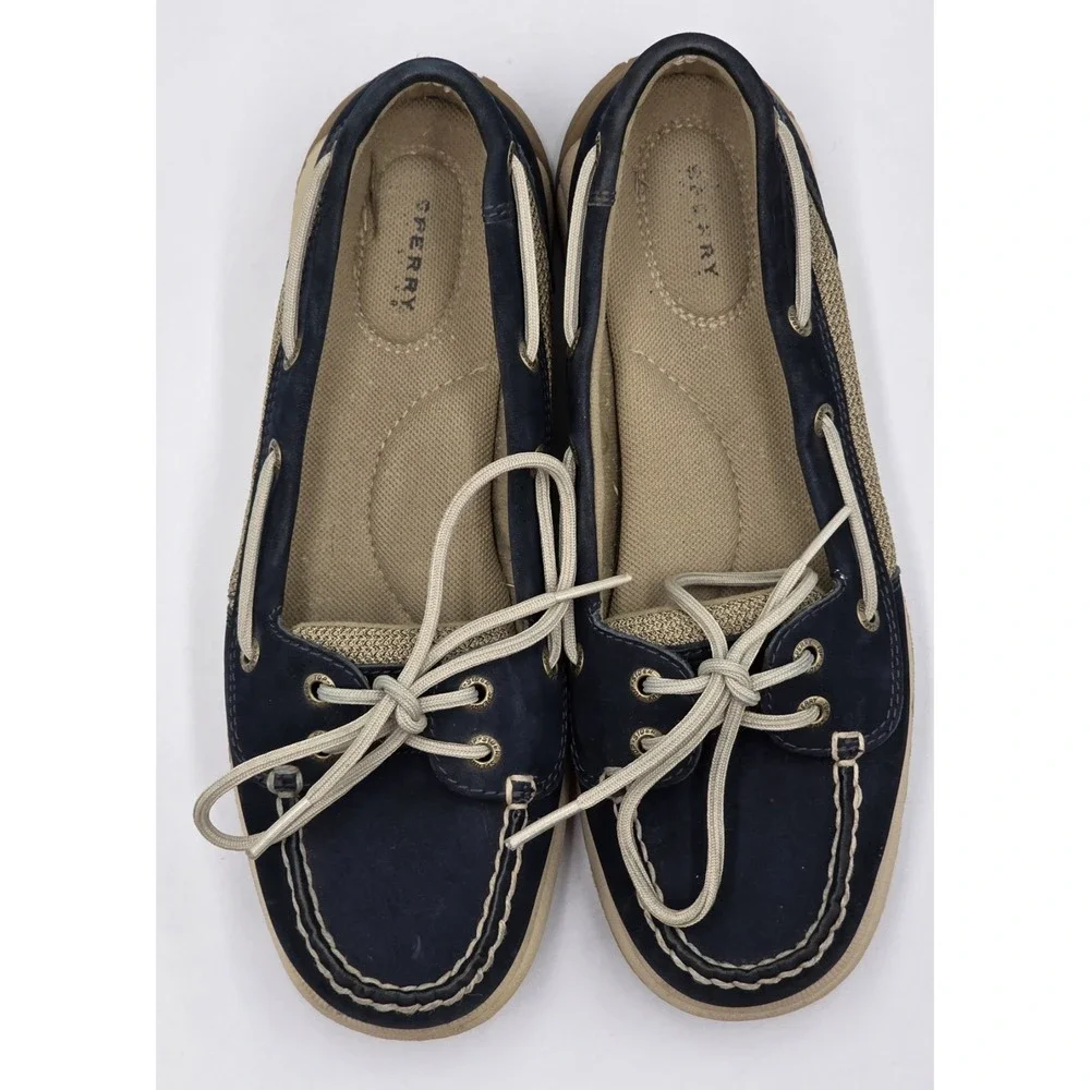Sperry Top-Sider Angelfish Boat Shoes Women's 7M Navy STS94002 Leather Canvas